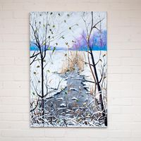 painting-landscape-flat-winter-snow-stream-water-80cm-by-120cm