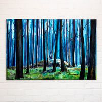 painting-landscape-forest-stone-blue-green-grass-burial-mound120cm-by-80cm