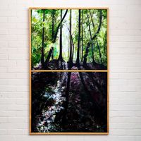painting-landscape-forest-sunshine-dark-two-pieces-divided-green-purple-104cm-by-167cm