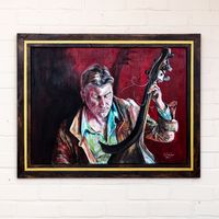 painting-portrait-man-music-string-instrument-bass-red-shade-80cm-by-60cm
